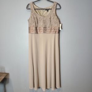 NWT‎ Mocha Mouse Chiffon Prom Dress Brown Size 18W New Vintage Gilded Beaded Y2K